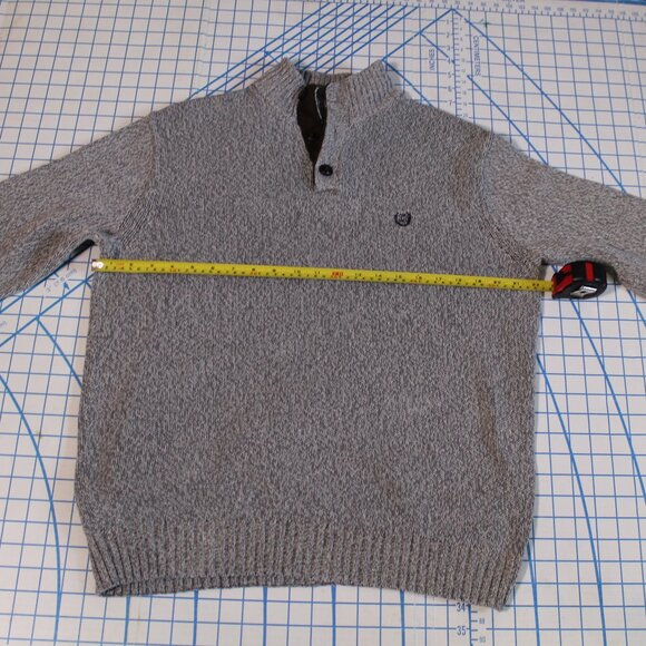 CHAPS Brown Cotton 1/4 Button Sweater, Large - Picture 5 of 8